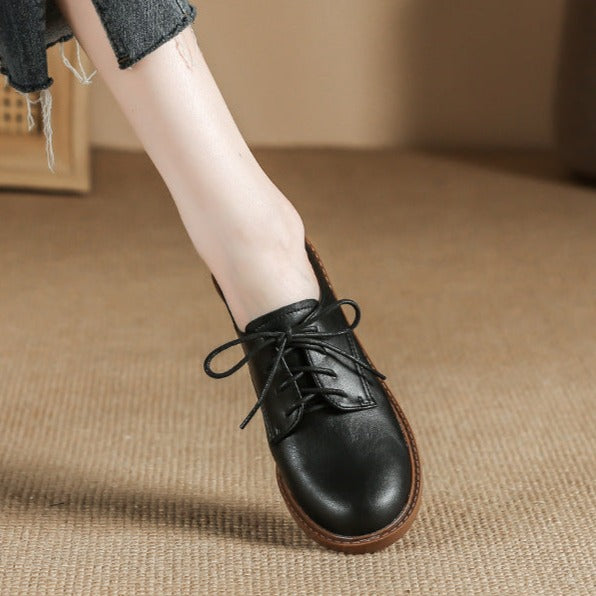 Womens Casual Lace Up Oxford Shoes Middle Heels
