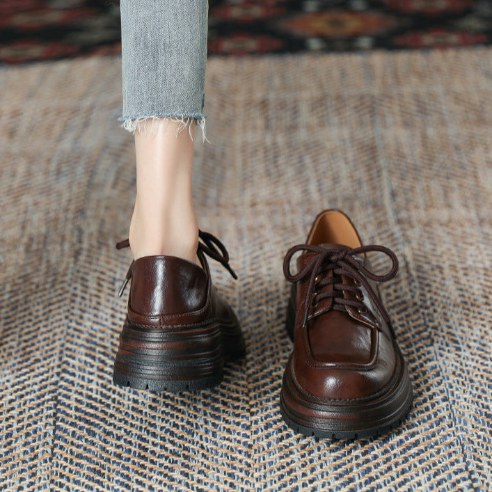 Women's Lace Up Non Slip Chunky Platform Oxford Shoes