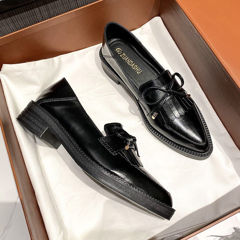 Women's Retro Pointed Shoes Thick Bottom Loafers