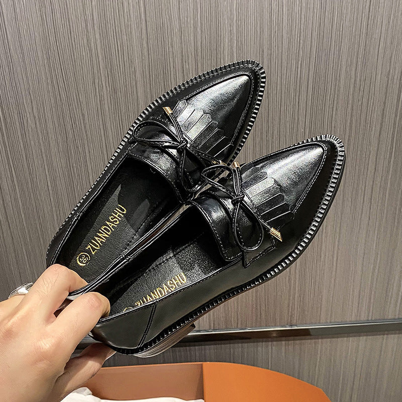 Women's Retro Pointed Shoes Thick Bottom Loafers