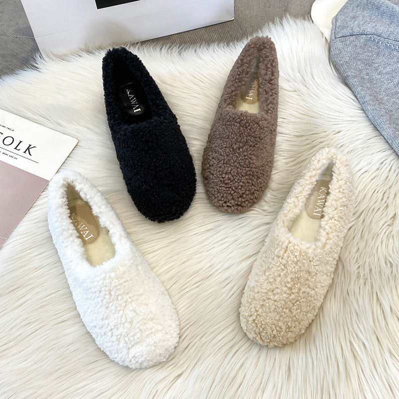 Women's Faux-Fur Loafers Winter Warm & Comfortable Plush Shoes