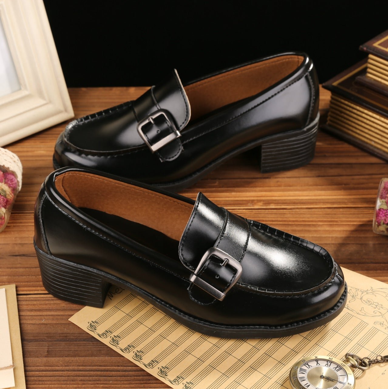 Womens Uniform Low Heel Japanese Style Loafers