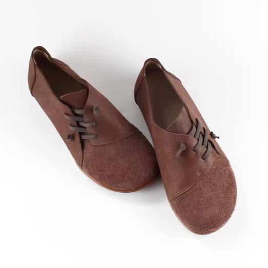 Handmade Leather Loafers Vintage Mori Style Flats Women's Shoes
