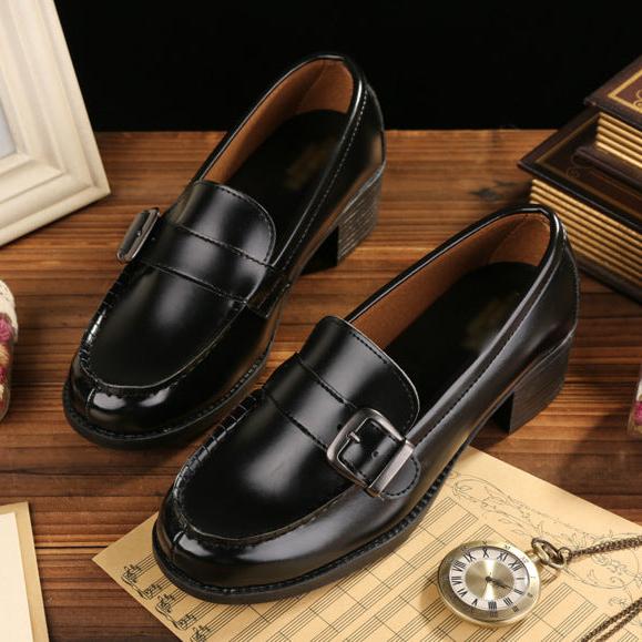 Womens Uniform Low Heel Japanese Style Loafers