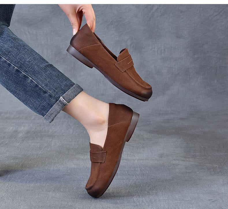 Women's Handmade Genuine Leather Casual Loafers Walking Shoes