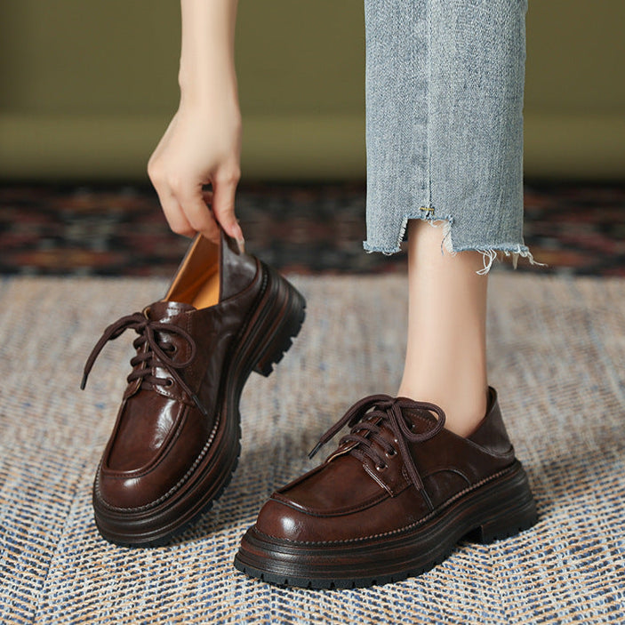 Women's Lace Up Non Slip Chunky Platform Oxford Shoes
