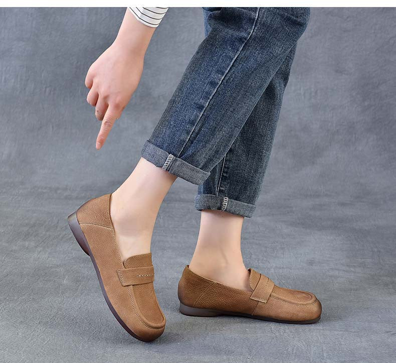 Women's Handmade Genuine Leather Casual Loafers Walking Shoes