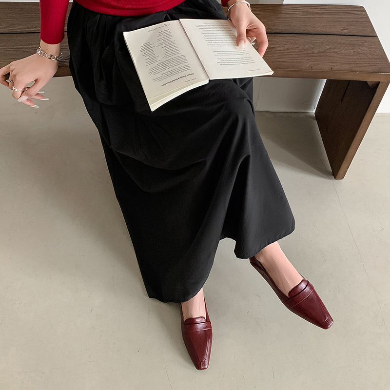 Women Genuine Leather Pointed Toe Retro Slip On Flat Comfortable Loafers