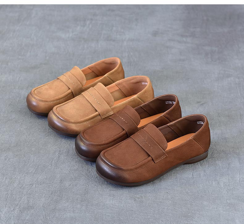 Women's Handmade Genuine Leather Casual Loafers Walking Shoes