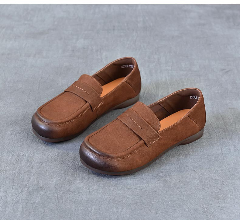 Women's Handmade Genuine Leather Casual Loafers Walking Shoes