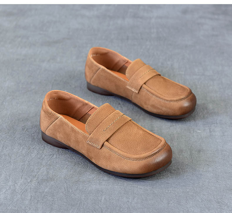 Women's Handmade Genuine Leather Casual Loafers Walking Shoes