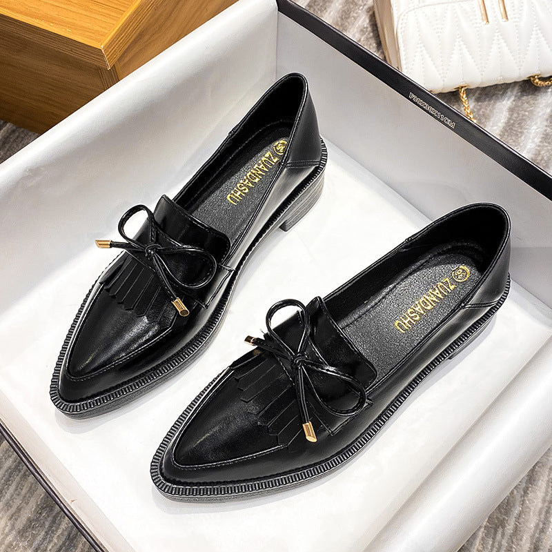 Women's Retro Pointed Shoes Thick Bottom Loafers