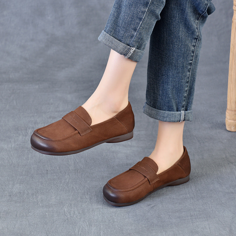 Women's Handmade Genuine Leather Casual Loafers Walking Shoes
