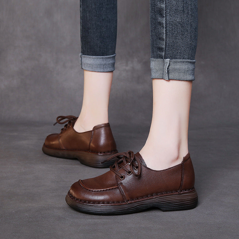 Handmade Genuine Leather Soft Sole Casual Comfort Lace Up Women's Shoes
