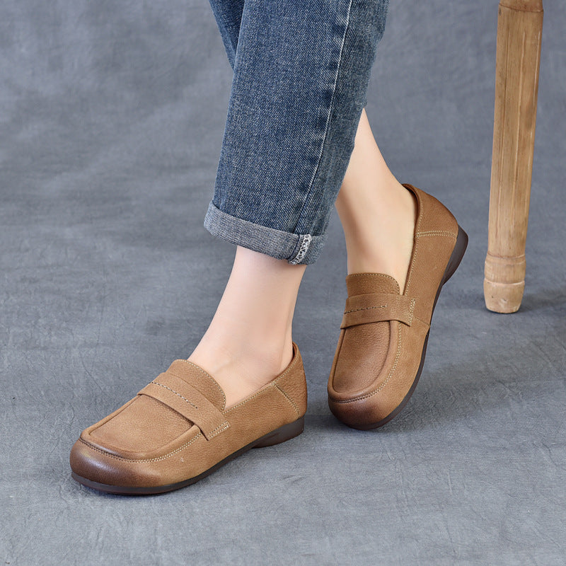 Women's Handmade Genuine Leather Casual Loafers Walking Shoes