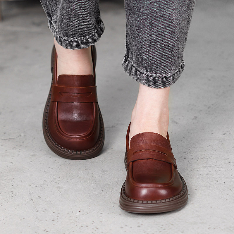 Women's Vintage Leather Handmade Flat Loafers