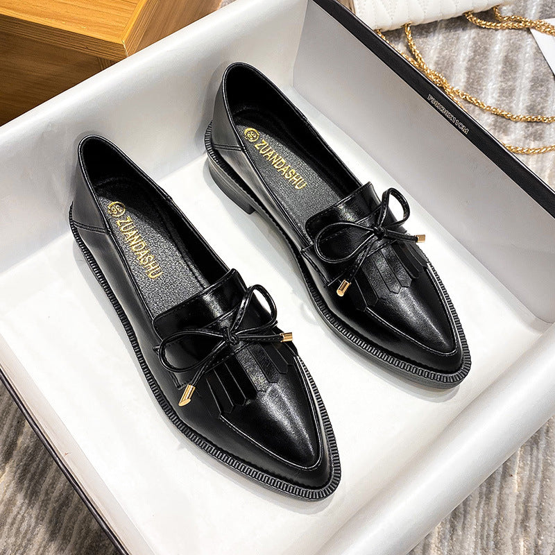 Women's Retro Pointed Shoes Thick Bottom Loafers