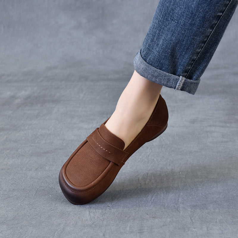 Women's Handmade Genuine Leather Casual Loafers Walking Shoes