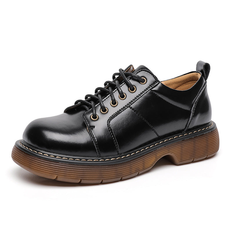 Women Preppy Style Retro Lace-up Platform Leather Shoes